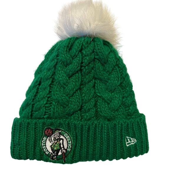 NWOT New Era Boston Celtics Ladies KnitPom Green Hat OS - Picture 1 of 6